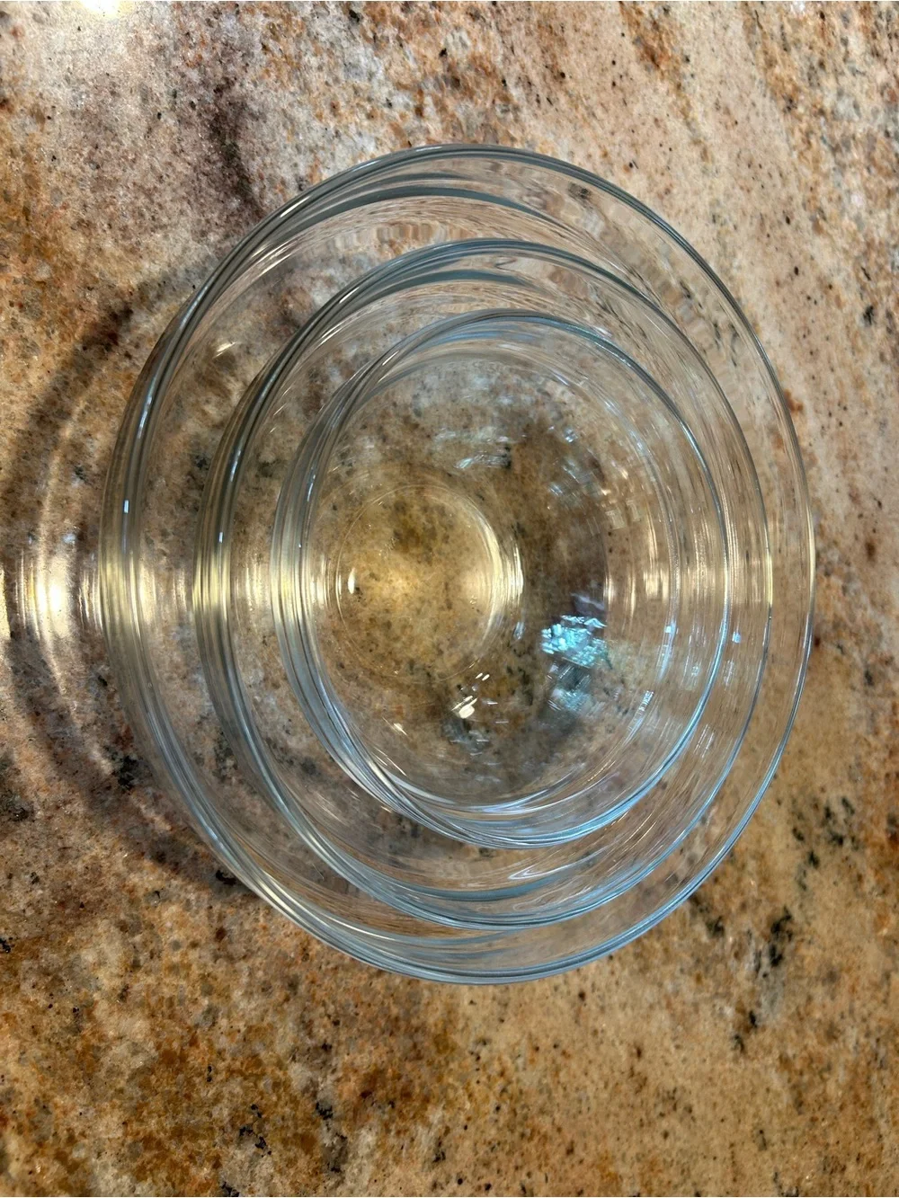 Arcopal France Clear Glass Mixing Bowl Set 3 piece 6.5 cup; 3.5 cup; 2.5 cup Vtg